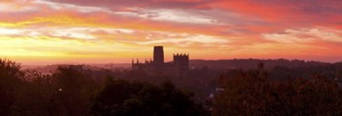 Durham Cathedral view from Wharton Park at sunrise Durham County Durham England Canvas Art - Panoramic Images (18 x 7)
