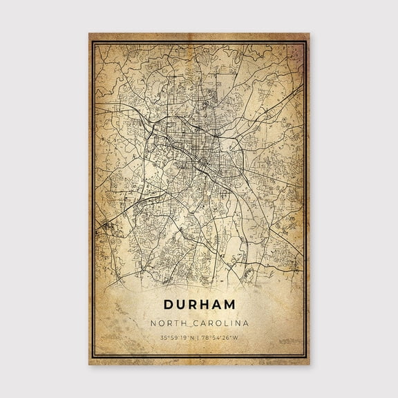 Durham City Map Art Print: Modern Vintage Wall Decorfor Living Room Bedroom Office Farmhouse Neutral Home Artwork Ready to Hang 8x12 inch