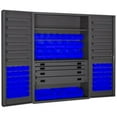 thumbnail image 1 of Durham DCBDLP694RDR-5295 14 Gauge 12 Door Shelves Lockable Cabinet with 69 Blue Hook on Bins & 1 Adjustable Shelf & 4 Drawers, Gray - 48 x 24 x 72 in., 1 of 1