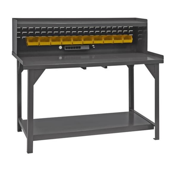 Durham DWB-3072-BE-RSR-95 Heavy Duty Steel & Iron Workbench with Riser Back & End Stops - 72 x 30 x 34 in.