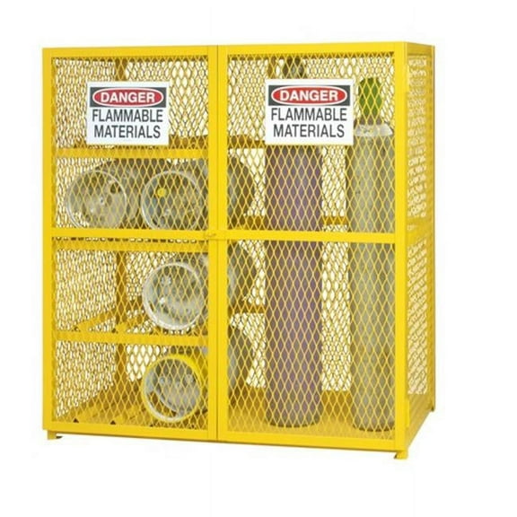 Durham EGCC8-9-50 71.75 x 60 x 30 in. Steel & Iron ComBination Horizontal & Vertical Cylinder Storage Cabinet, Yellow
