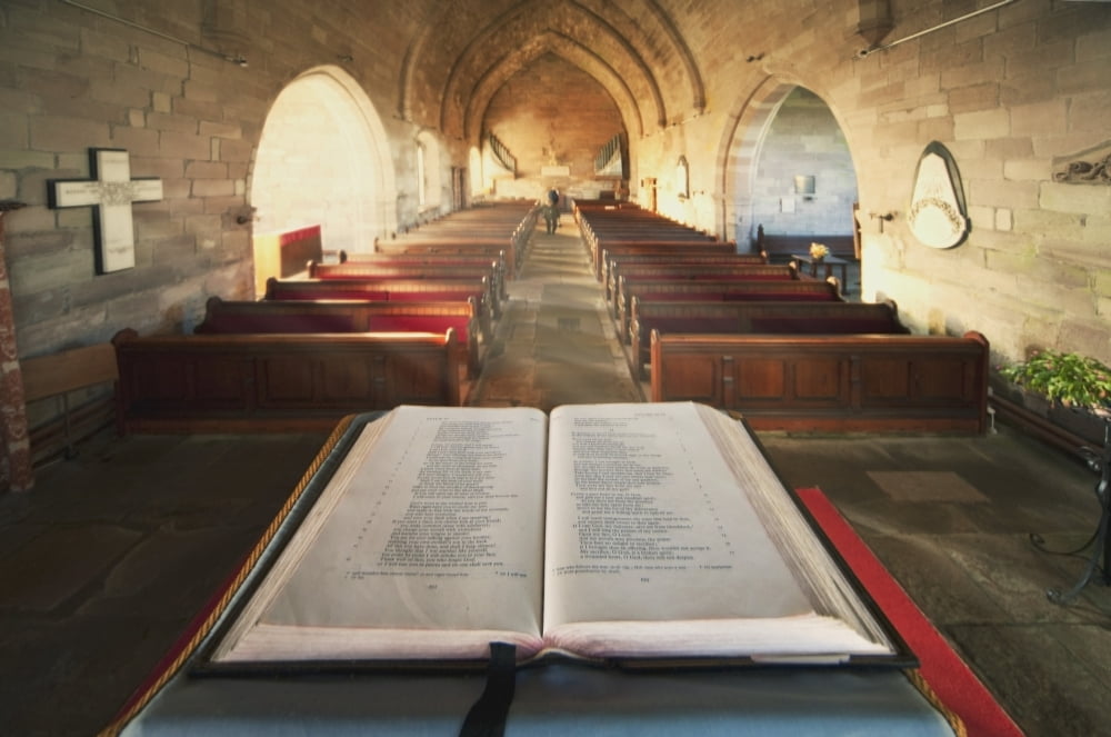 Durham England An Open Bible At The Back Of A Church Canvas Art - John Short Design Pics (19 x 12)