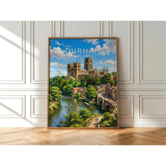 Durham England Cathedral City Travel Print Historic Riverside Wall Art Uk Decor, Unframed Paper Print