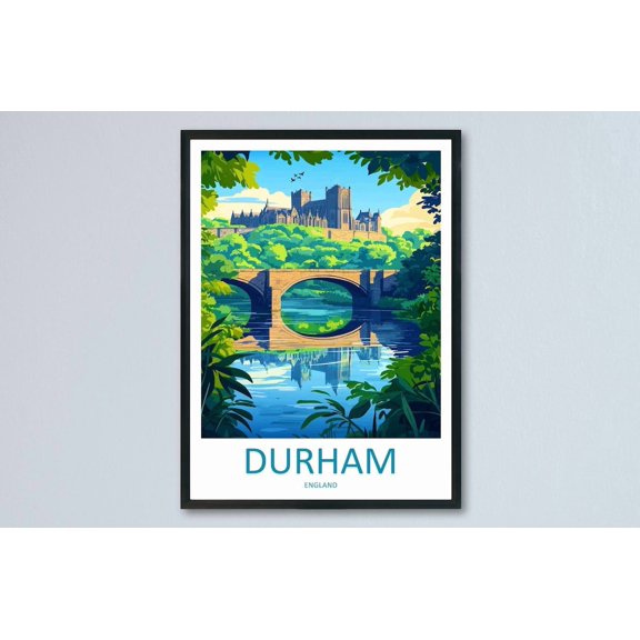 Durham England Cathedral Riverside Historic Travel Decorative Interior Wall Art Poster