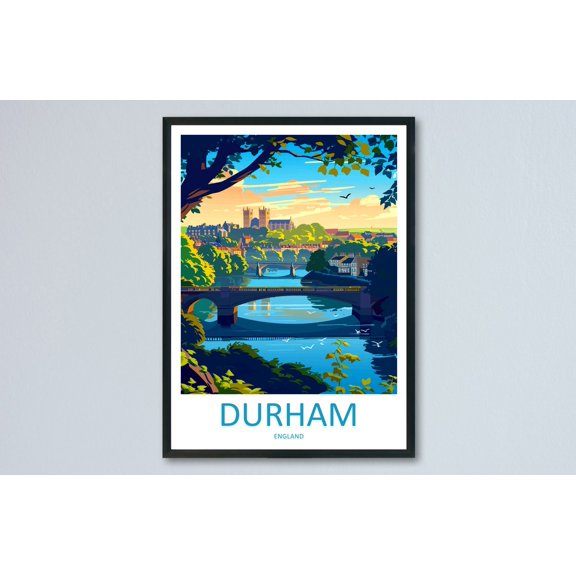 Durham England Historic Cathedral City Travel Decorative Interior Home Wall Art Poster