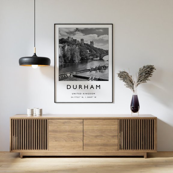 Durham England Travel Black And White City Print, Unframed Paper Print