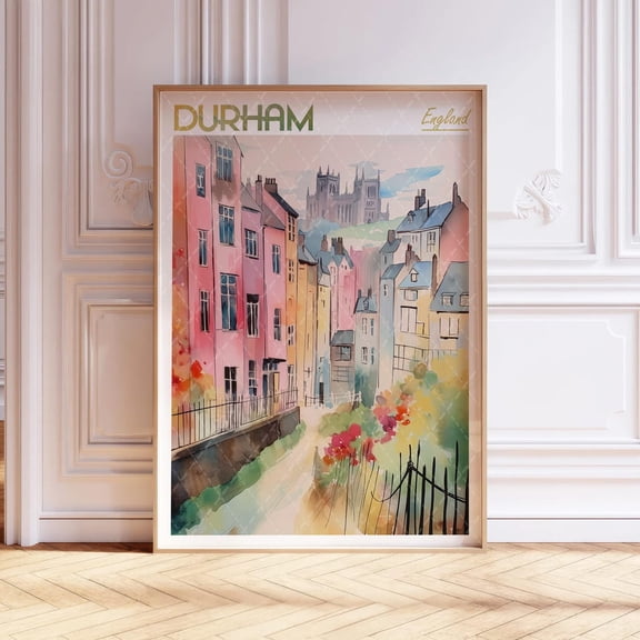 Durham England Uk Pastel Travel Poster, Unframed Size 16x24