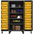 thumbnail image 1 of Durham HDC36-DC24TB4S95 12 Gauge 6 Door Shelves Lockable Cabinet with 16 Yellow Tilt Bins & 1 Adjustable Shelf & 4 Drawers, Gray - 36 in., 1 of 1