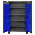 thumbnail image 1 of Durham HDC48-120-4S5295 12 Gauge Recessed Door Style Lockable Cabinet with 120 Red Hook on Bins & 4 Adjustable Shelves, Gray - 48 in., 1 of 1