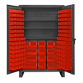 thumbnail image 1 of Durham HDC48-134-3S1795 12 Gauge Recessed Door Style Lockable Cabinet with 120 Yellow Hook on Bins & 4 Adjustable Shelves, Gray - 48 in., 1 of 1