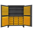 thumbnail image 1 of Durham HDC60-156-3S95 12 Gauge Recessed Door Style Lockable Cabinet with 156 Yellow Hook on Bins & 3 Adjustable Shelves, Gray - 60 in., 1 of 1