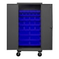 thumbnail image 1 of Durham HDCM36-30-5295 12 Gauge Recessed Door Style Lockable Mobile Cabinet with 30 Blue Hook on Bins, Gray - 36 in., 1 of 1