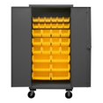 thumbnail image 1 of Durham HDCM36-30-95 12 Gauge Recessed Door Style Lockable Mobile Cabinet with 30 Yellow Hook on Bins, Gray - 36 in., 1 of 1