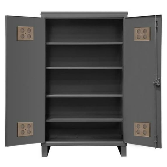 Durham HDCO244878-4S95 12 Gauge Recessed Door Style Lockable Cabinet with 4 Adjustable Shelves, Gray - 48 in.