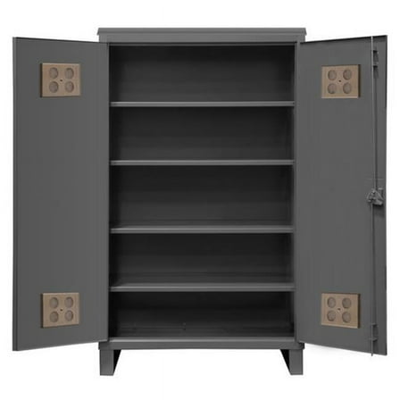 Durham HDCO246078-4S95 12 Gauge Recessed Door Style Lockable Cabinet with 4 Adjustable Shelves, Gray - 60 in.