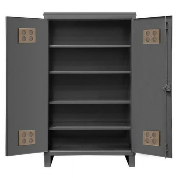 Durham HDCO246078-4S95 12 Gauge Recessed Door Style Lockable Cabinet with 4 Adjustable Shelves, Gray - 60 in.