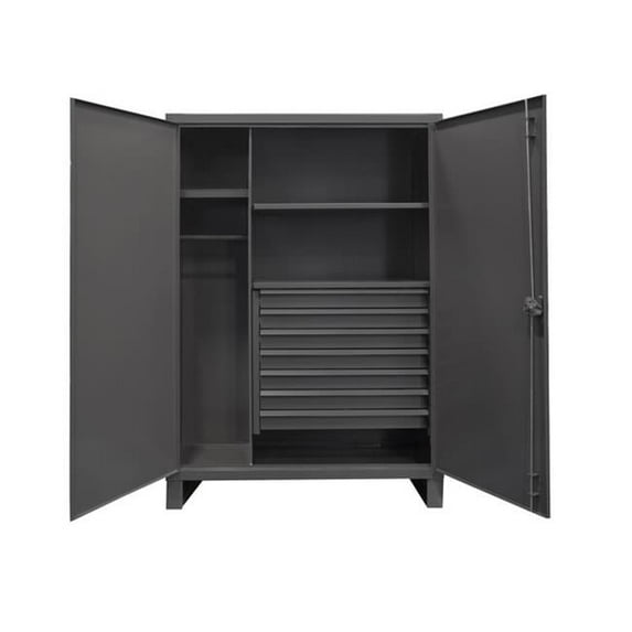 Durham HDWC243678-7M95 Extra Heavy Duty Welded 12 Gauge Steel Wardrobe Cabinets with 7 Drawers & 2 Shelves, Gray - 78 x 36 x 24 in.