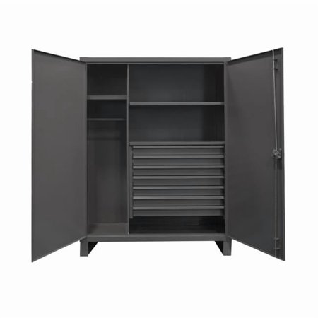 Durham HDWC244878-7M95 Extra Heavy Duty Welded 12 Gauge Steel Wardrobe Cabinets with 7 Drawers & 2 Shelves, Gray - 78 x 48 x 24 in.