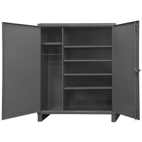 Durham HDWC246078-5S95 Extra Heavy Duty Welded 12 Gauge Steel Wardrobe Cabinet with 4 Shelves, Gray - 78 x 60 x 24 in.
