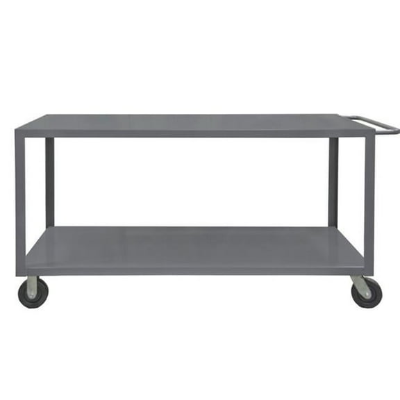Durham HET-3672-2-95 14 Gauge Tubular Push Handled Heavy Duty Service Truck with 2 Shelve, Gray - 72 x 36 x 37.5 in.
