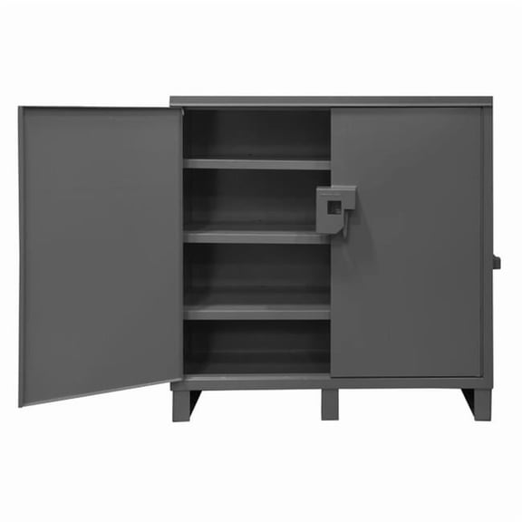 Durham JSC-602460-95 14 Gauge Lockable Job Site & Table High Cabinet with 3 Fixed Shelves, gray - 60 in.