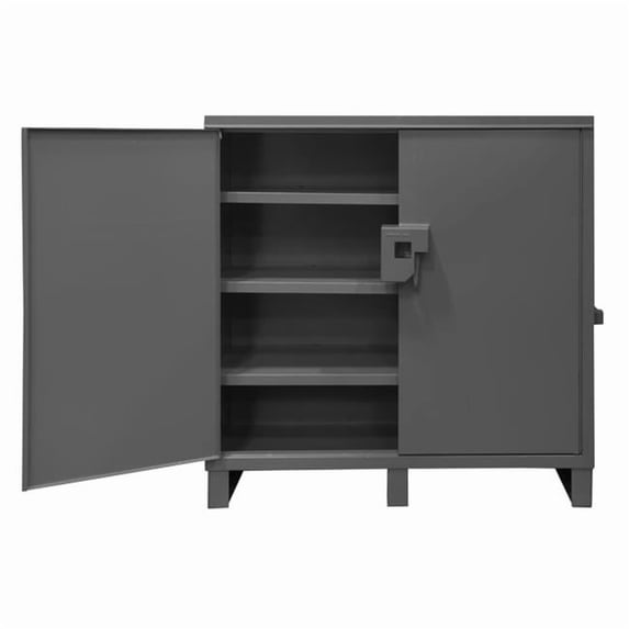 Durham JSC-602460-95 14 Gauge Lockable Job Site & Table High Cabinet with 3 Fixed Shelves, gray - 60 in.