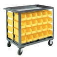 thumbnail image 1 of Durham RSC-2436-BLP-48-230-95 14 Gauge Tubular Push Handled Rolling Service Cart with 48 Yellow Hook on Bins & 2 Shelves & 1.63 in. Lips Up, Gray, 1 of 1