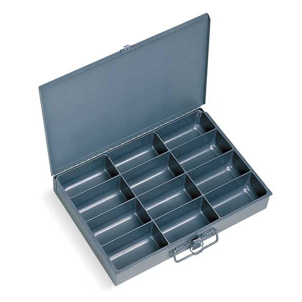 Gray Steel 12-Compartment Powder Coated Drawer Box