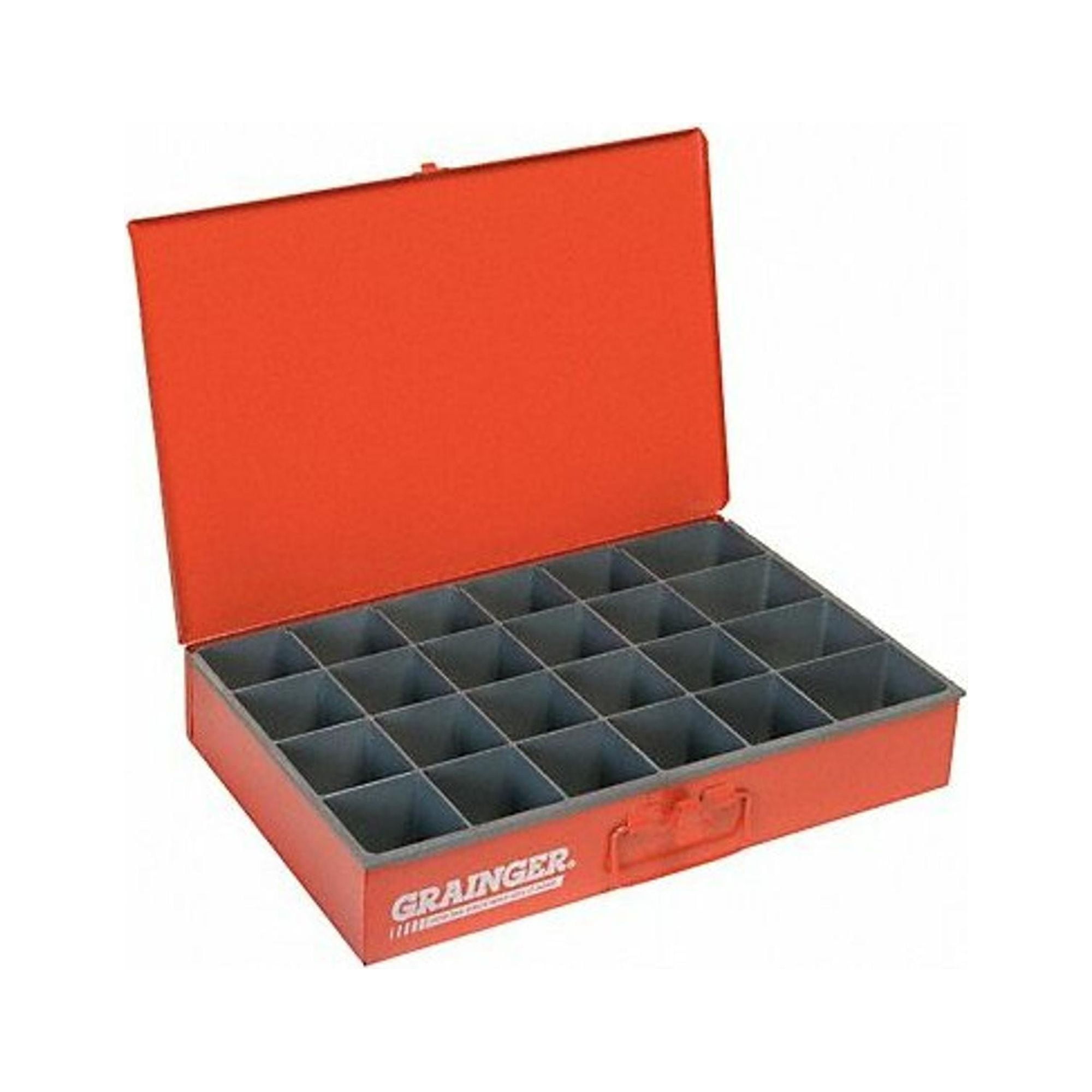 Red Powder Coated Steel 24-Compartment Drawer Organizer