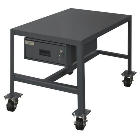 Durham No. 95 Mobile Medium Duty Machine Tables with Drawer & 1 Top Shelf - Gray - 24 x 36 x 36 in.