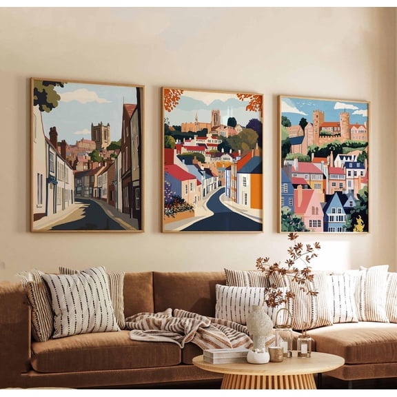 Durham Posters England Travel Prints Durham Wall Art Set Historic City Poster Prints Durham Decor Gift Idea Set 3