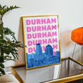 thumbnail image 1 of Durham Print Durham North Carolina Wall Art Durham Nc Skyline Artwork Pink Blue Dorm Decor Preppy Durham Print Home Decor #495, Unframed Poster Size 16x24, 1 of 4