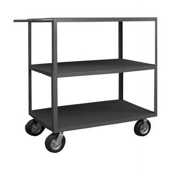 Durham RIC-306050-3-95 14 Gauge Tubular Push Handled Shelf Rolling Instrument Cart with 3 Shelves & All Lips down, Gray - 30 x 60 x 55.38 in.