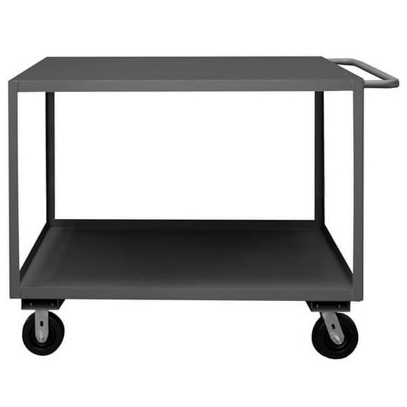 Durham RSC-2436-2-3K-TLD-95 14 Gauge Tubular Push Handled Rolling Service Cart with 2 Shelves & Top Lips Down, Gray - 36 x 24 x 39.25 in.