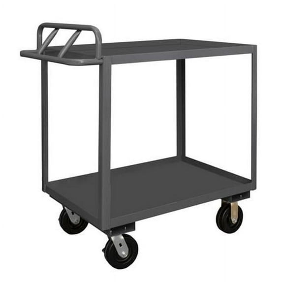 Durham RSCE-1836-2-3.6K-95 36 x 18 x 43.75 in. 2 Shelf Heavy Rolling Stock Cart with Ergonomic Handle & All Lips Up, Gray