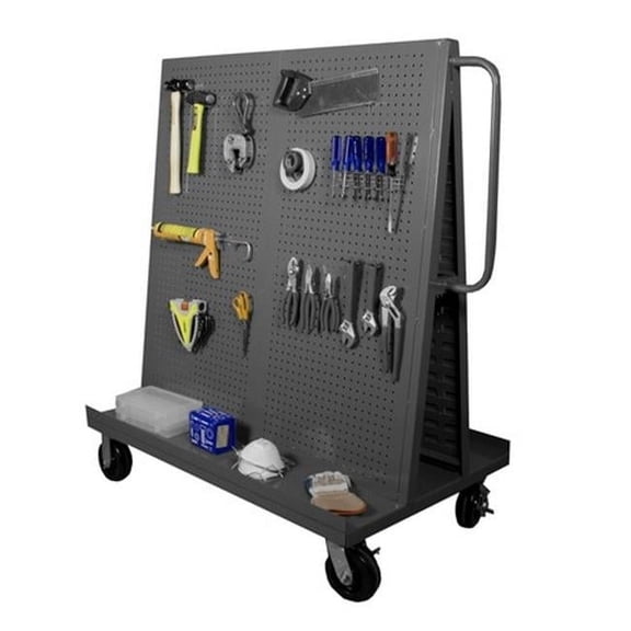 Durham  Steel & Iron A-Frame Truck with Pegboard on Both Sides - Gray - 48in.x 30in. x 57in.