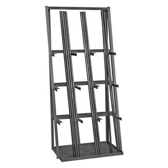 Freestanding Vertical Bar Rack, 24 in D, 39 in W, 3 Shelves, Gray