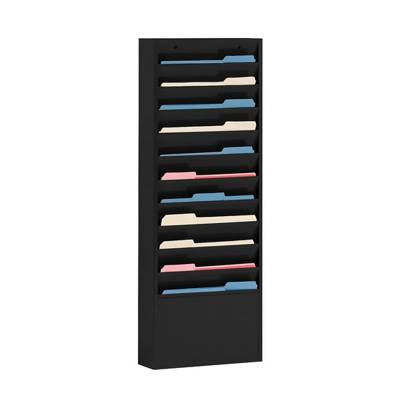 Literature Rack 11 Compartments, 13-1/8"W x 4"D Black 405-08