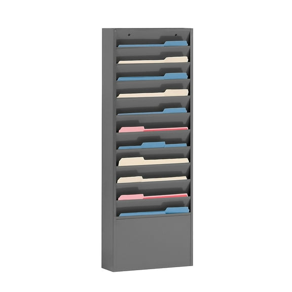 Durham Wide-Pocket Vertical Literature Racks 11 Pocket Gray 405-95