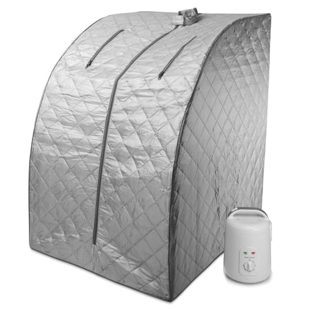 Durherm Personal Steam Sauna for Wellness, Weight Loss, Detox, Relaxation, Gray Trim