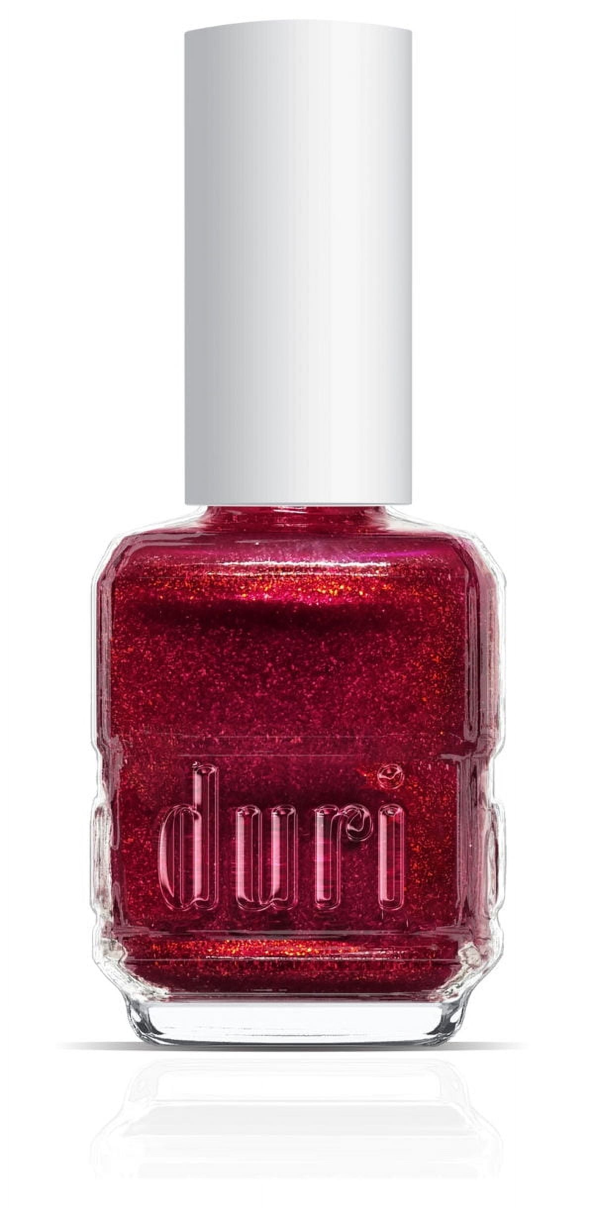 Duri Cosmetics Duri Nail Polish, 754 Social Bubble, Burgundy Red Glitter, 0.5 fl Oz.