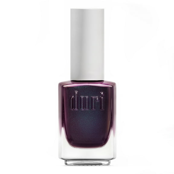 Duri Nail Polish, 632 Currant Temper, Dark Purple with Teal Metallic Shimmer, Full Coverage, 0.45 Fl Oz