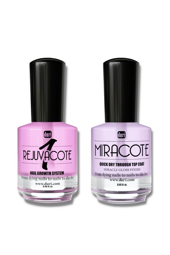 Nail Repair Combo, Rejuvacote 1 Nail Growth Base Coat + Miracote Quick Dry Top Coat, Extend Wear of Your Manicure Pedicure