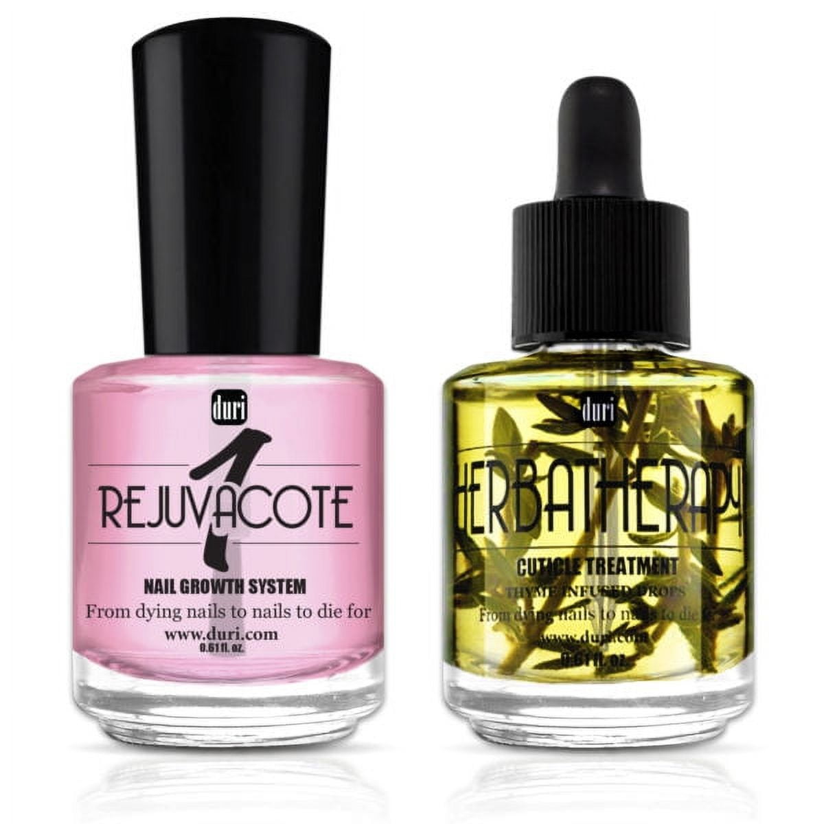Duri Rejuvacote 1 Nail Growth System Base & Top Coat  with Herbatherapy Cuticle Treatment Oil, - Nail Strengthening Hydrating Duo, 0.45 Fl.oz (2 Piece Set)