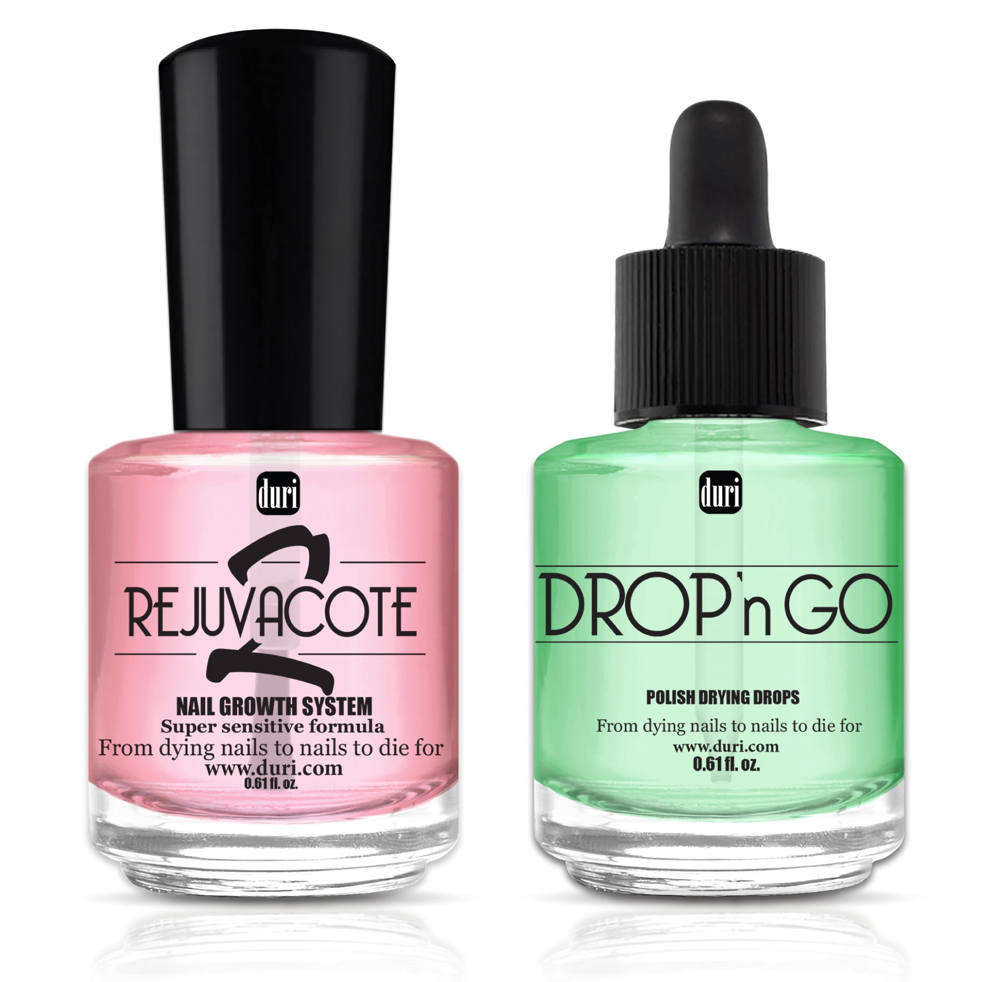 Duri Rejuvacote 2 Nail Strengthener, Nail Growth Base & Top Coat, Drop'n Go Polish Drying Drops, 0.45 Fl.oz.