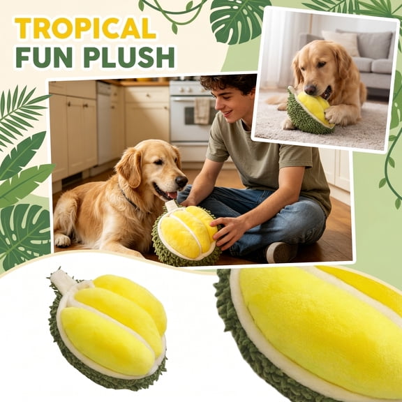 Durian-Shaped Dog Puzzle Toy, Interactive Soft Plush Chewing Toy with Sound, Geometric Cartoon Pattern, Durable Fabric, Suitable for All Dog Breeds, Pet Sniffing and Retrieval Game Accessory
