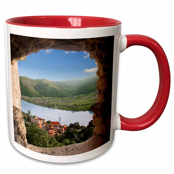 3drose, Durnstein, Austria, Danube River, Durnstein Castle-eu03 Mgl0005 - Miva Stock, 11oz Two-tone Red Mug