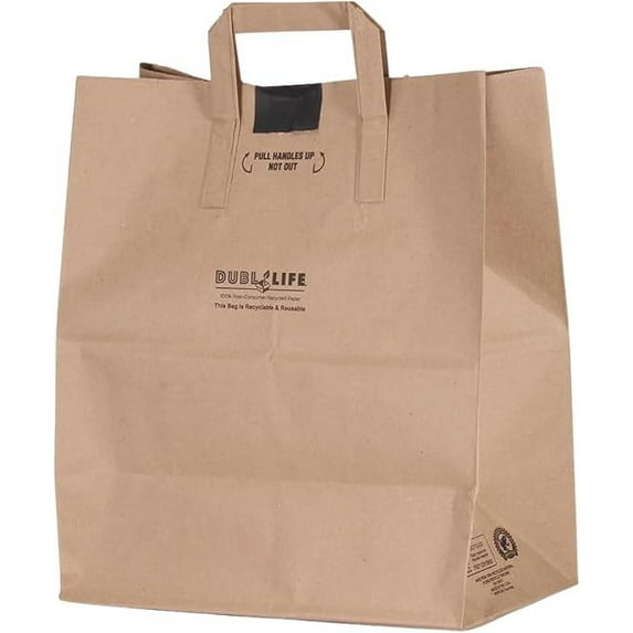 Duro 70# Heavy Duty Paper Grocery Bags with Handles 50 Count, Brown Large Shopping Bags with Handles, 12 x 7 x 17 Inches Paper Sacks for Recycling, Retail & Groceries