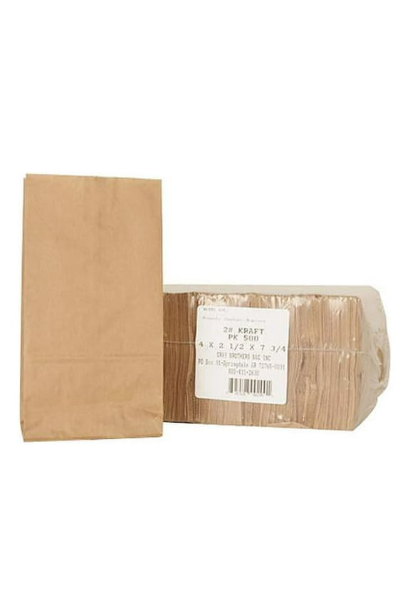 Duro Bag #2 Kraft Paper Bags (500ct.)Pack of 2