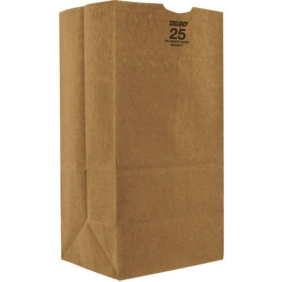 Duro Bag Fold Over Kraft Paper Bags , 25 lbs. Extra Heavy-Duty, Natural, 500 Ct